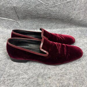 Prada Mens Burgundy Velvet Loafers Size 11 Elegant Slip-On Shoes